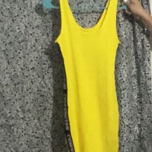yellow ribbed calvin klein jeans t shirt dress
